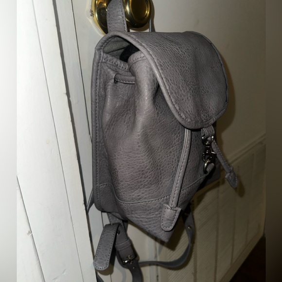 Free People gray pebbled  small Vegan leather  backpack - Picture 11 of 16